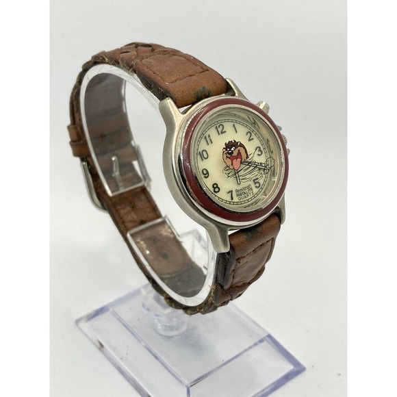 Vintage Armitron InstaLite Tazmania Warner bros 1995 Leather Band Watch New Batt main image 4